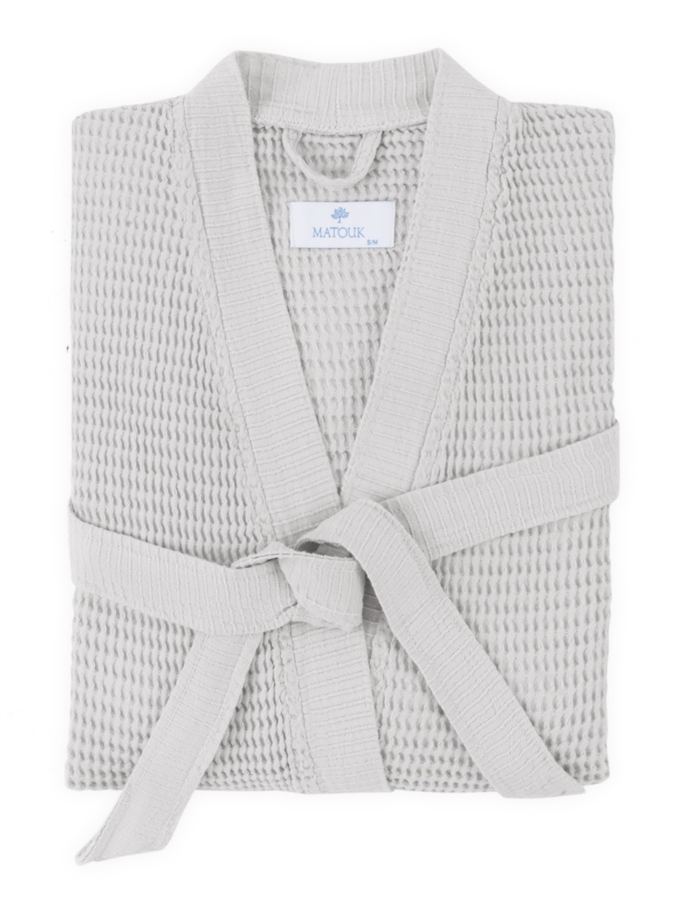 Matouk Kiran Turkish Waffle Knit Luxury Spa Robe L/XL Color: Silver/ Gray